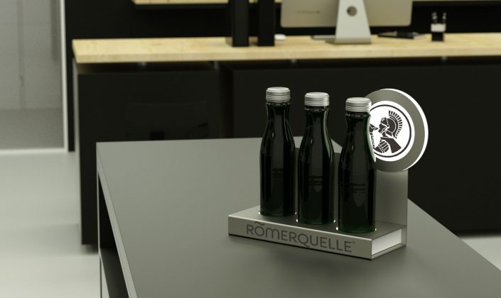 Romerquelle - metal / LED bottle presenter